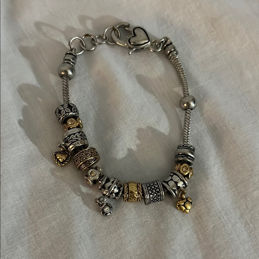 Elegant Silver and Gold Charm Bracelet